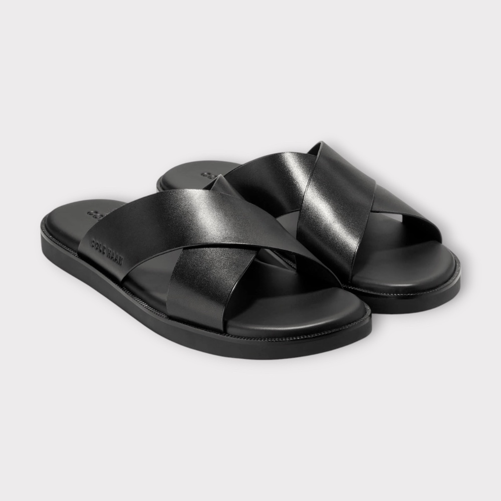 Cole Haan Men's Nantucket Cross Strap Sandals in Black. C38144 - Picture 5 of 6